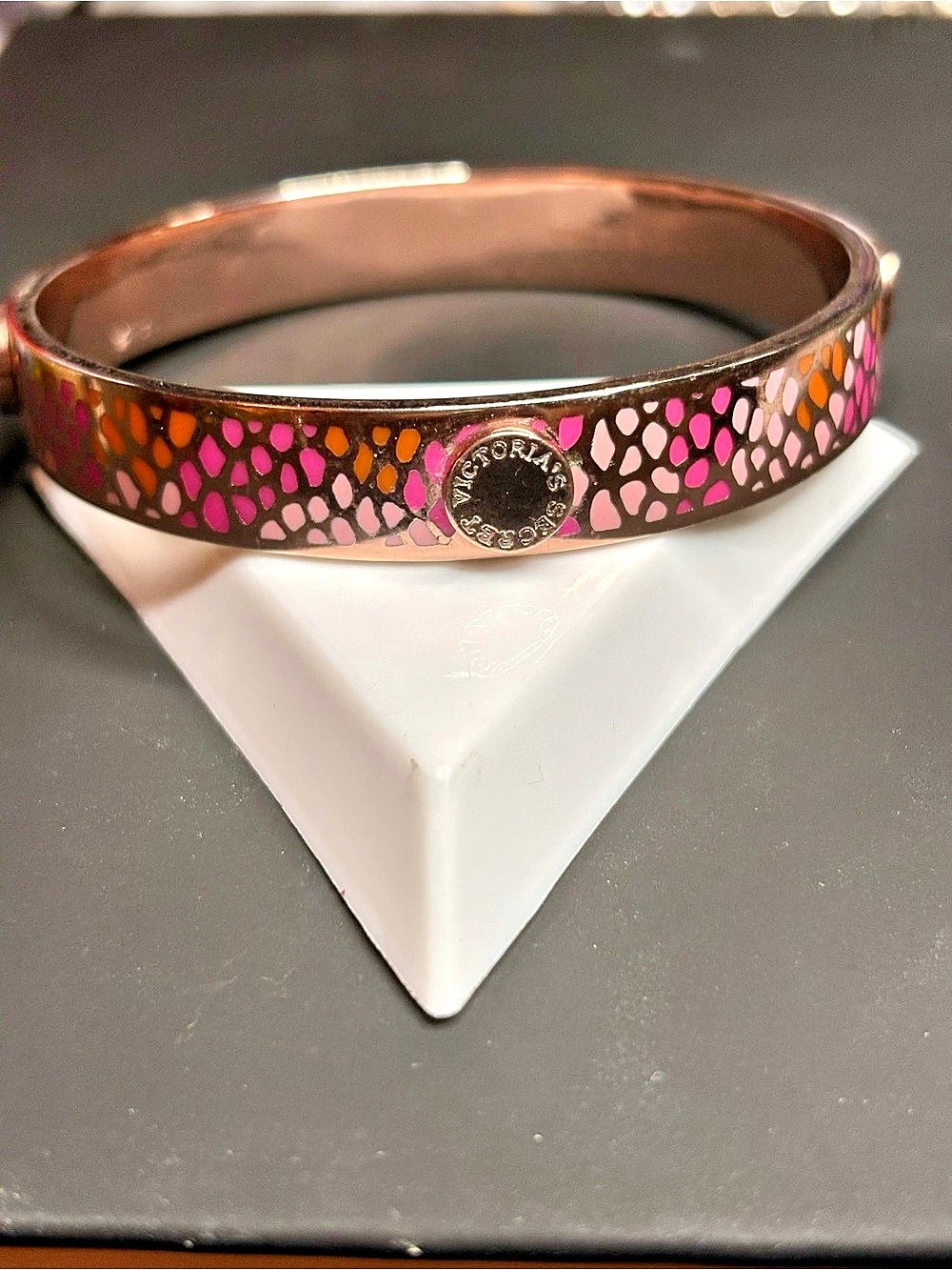 Victoria's Secret Rose Gold Pink Purple Leopard Enamel Bangle